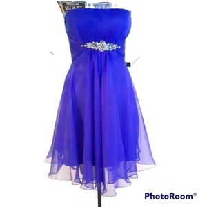 La Femme Royal Blue Strapless Prom Dress